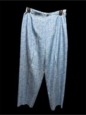 Talbots Blue & Aqua Wavy Printed 100%Silk pants